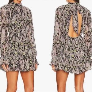 HEMANT & NANDITA Abstract Floral Long Sleeve Dress